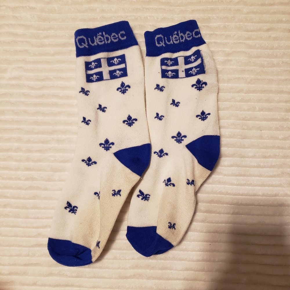 Québec Canada Unisex Blue & White Socks